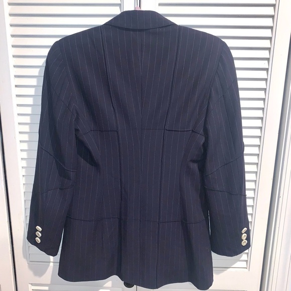 Moschino Black Pinstripe Wool blend Women’s blazer Size 8 - Picture 3 of 9